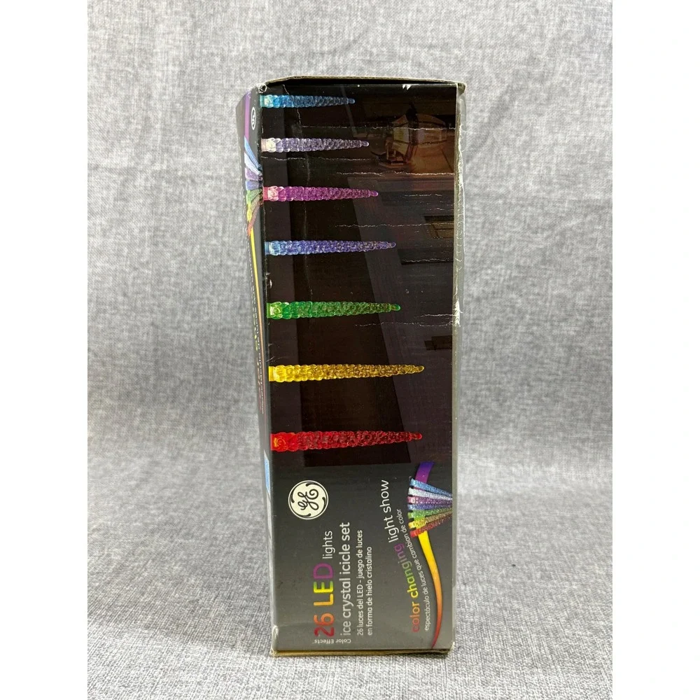 NEW GE LED Color Changing Ice Crystal Icicle Lights Set 20.8ft 26ct Holiday
